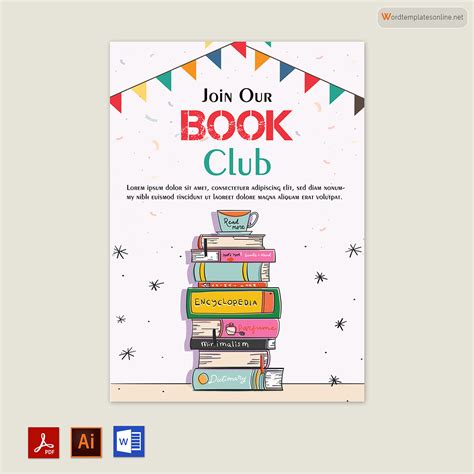 club flyer template|free book club flyer template.